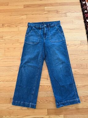 J. Crew cropped Wide Leg Utility Jeans Blue Size 30T